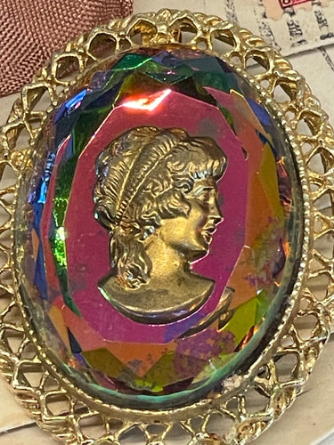 Rainbow Glass Cameo Brooch/Pendant Combo Bloomers and Frocks